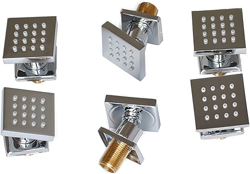 Miniatura 94 de HOMEDEC - Paquete de 6 chorros redondos de latón cepillado para masajes cuadrados de 2 pulgadas