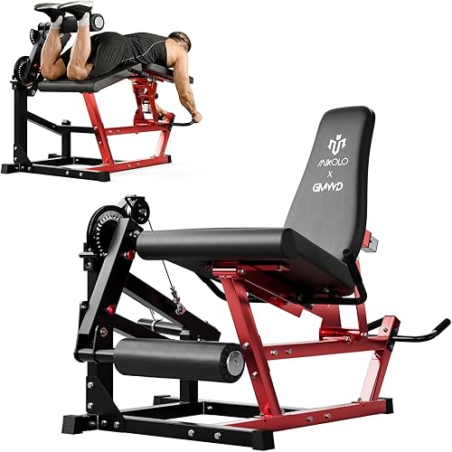 Mikolo Leg Extension and Curl Machine, Adjustable Leg Curl Machine, Seated Leg Extension and Lying Curl Machine for Home Gym, Leg Workout Equipment