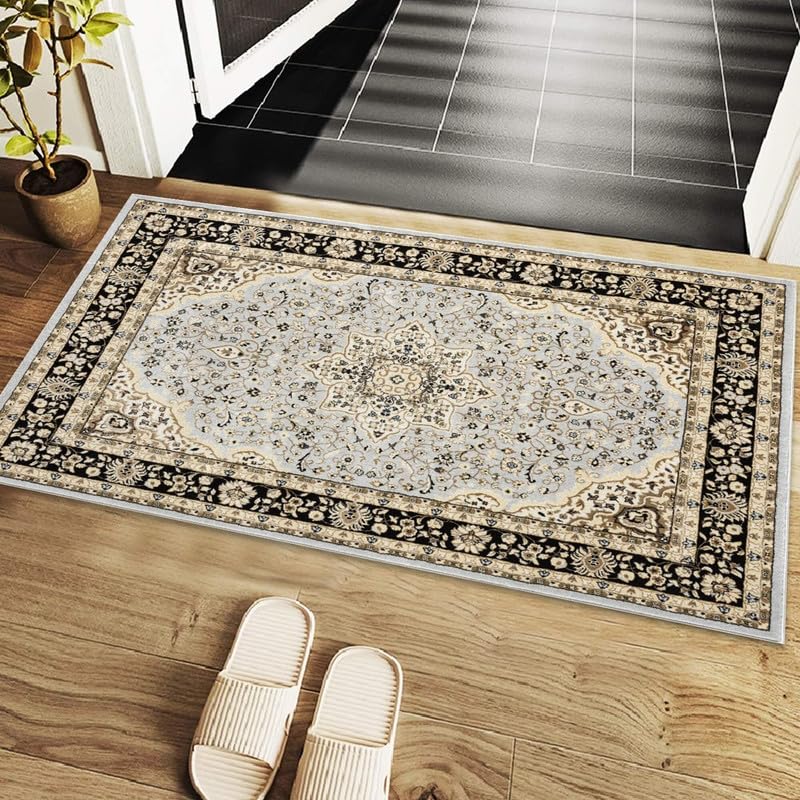 Cozy Haven Heritage Collection Doormat – Non-Slip Washable Doormat, Heavy Duty Welcome Dirt Trapper, Water Absorbent Floormat for Indoor use, Front Entrance and kitchen (Grey, 60x110 cm)