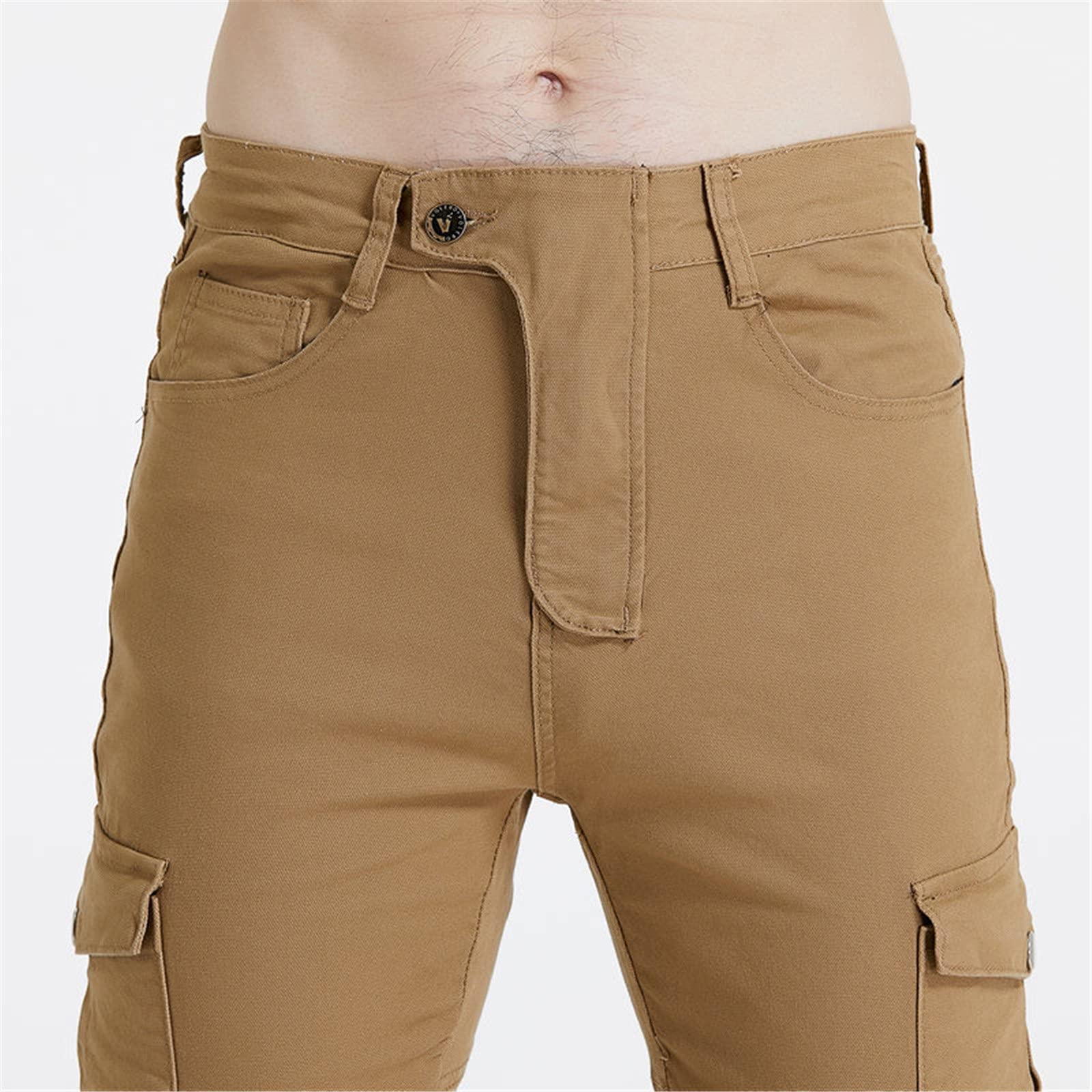Pantaloni da Moto da Uomo,Moto Biker Jeans Pantaloni Protezione Armature Motorcycle Pants da Ciclismo,Impermeabili Cargo Pantaloni da Corsa (Cachi,2XL)