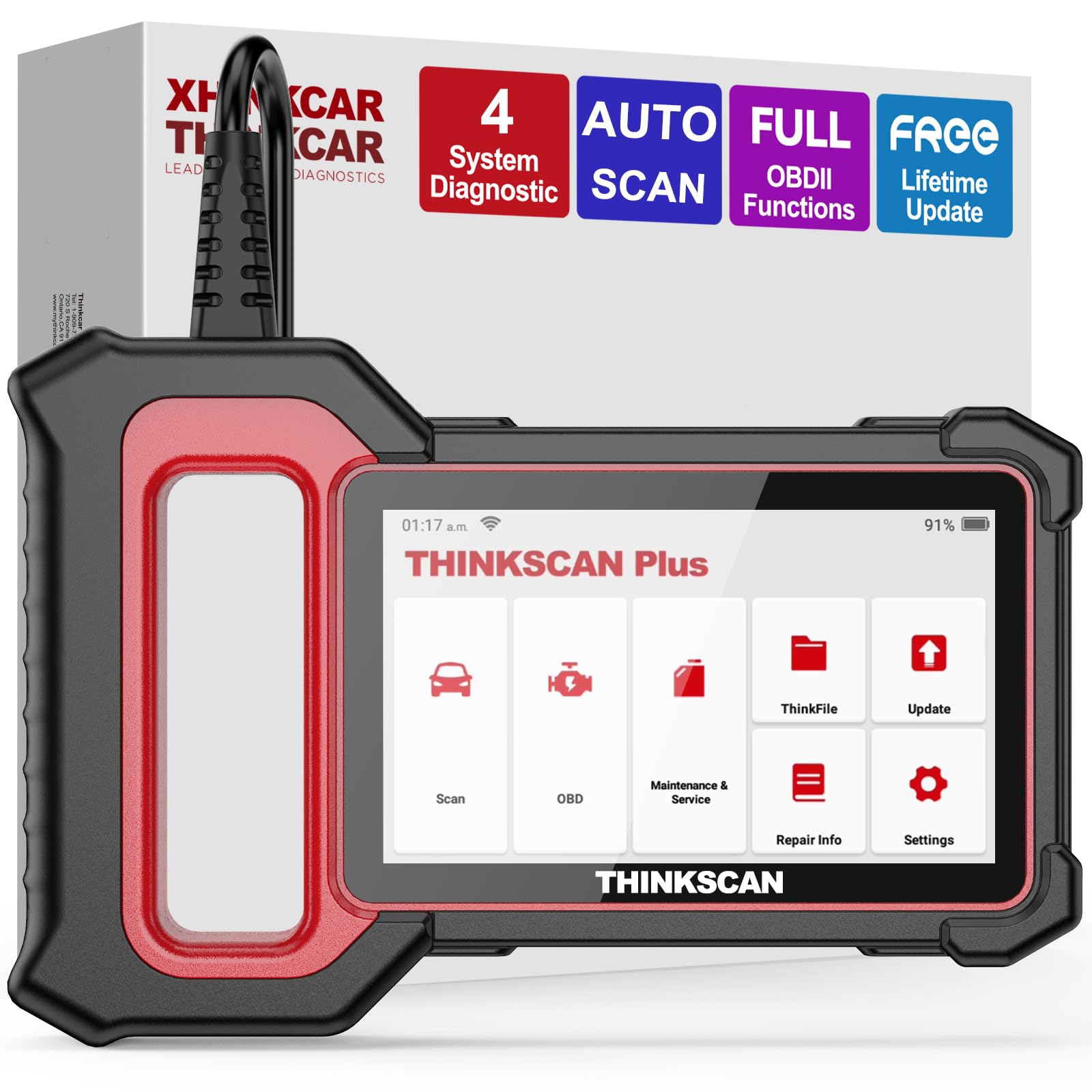 thinkcar OBD2 Scanner, OBD2 Code Reader ThinkScan Plus S5 with ABS SRS ECM Transmission Car Diagnostic Tool, Full OBDII Functions Automotive Engine Fault Code Reader CAN Scan Tool Check Engine Light