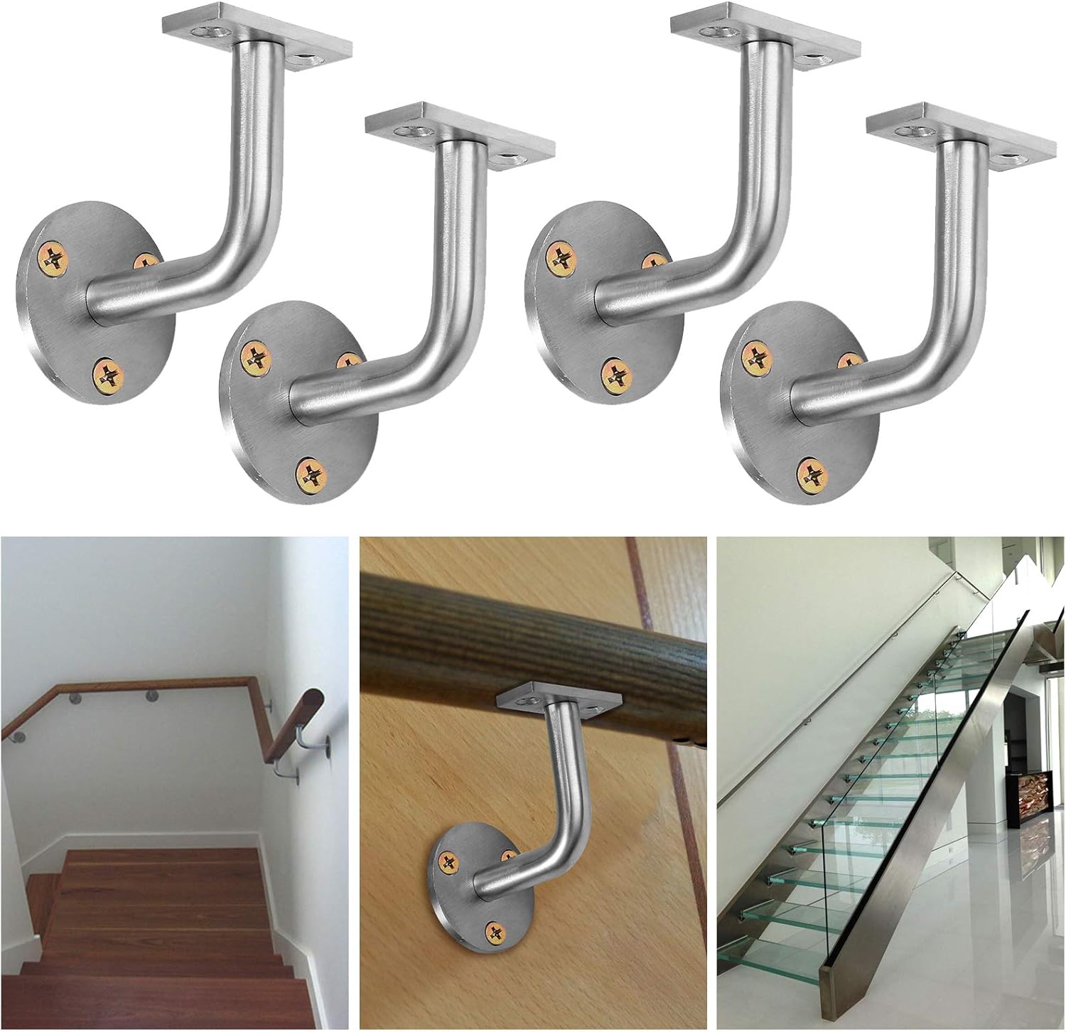 Proster 4PCS Stair Handrail Bracket Stainless Steel Handrail Holder