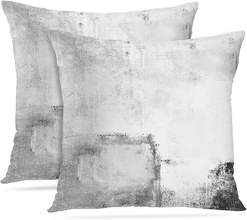 Britimes Juego de 2 fundas de almohada decorativas modernas para decoración del hogar 18 x 18 pulgadas pintura al óleo abstracta para dormitorio