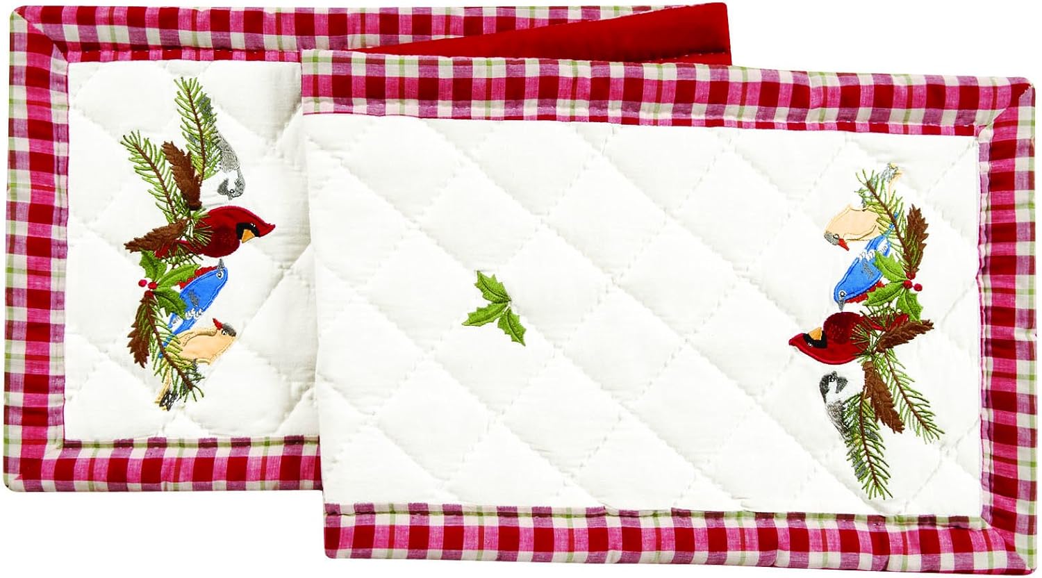 C&F Home Holiday Birds 100% Cotton Quilted Christmas Table Runner 14" x 51" Xmas Festive Winter Holidays Kitchen Dining Dinner Table Tabletop Machine Washable Decor Decoration 14" x 51" Red