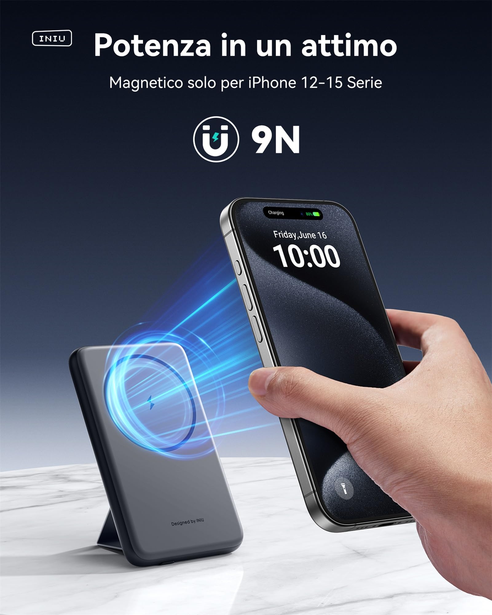 INIU for Magsafe Power Bank, Mini 5500mAh 20W PD Magnetico Powerbank Ricarica Rapida with USB C in & Out, Caricatore Portatile Compatibile con iPhone 16 15 14 13 12 Pro Max Mini and MagSafe Case