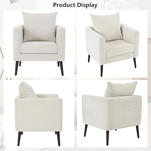 Miniatura 5 de Setawix Silla decorativa de barril, sillón tapizado de chenilla, silla redonda moderna de mediados de siglo, cómoda silla con brazo de barril de