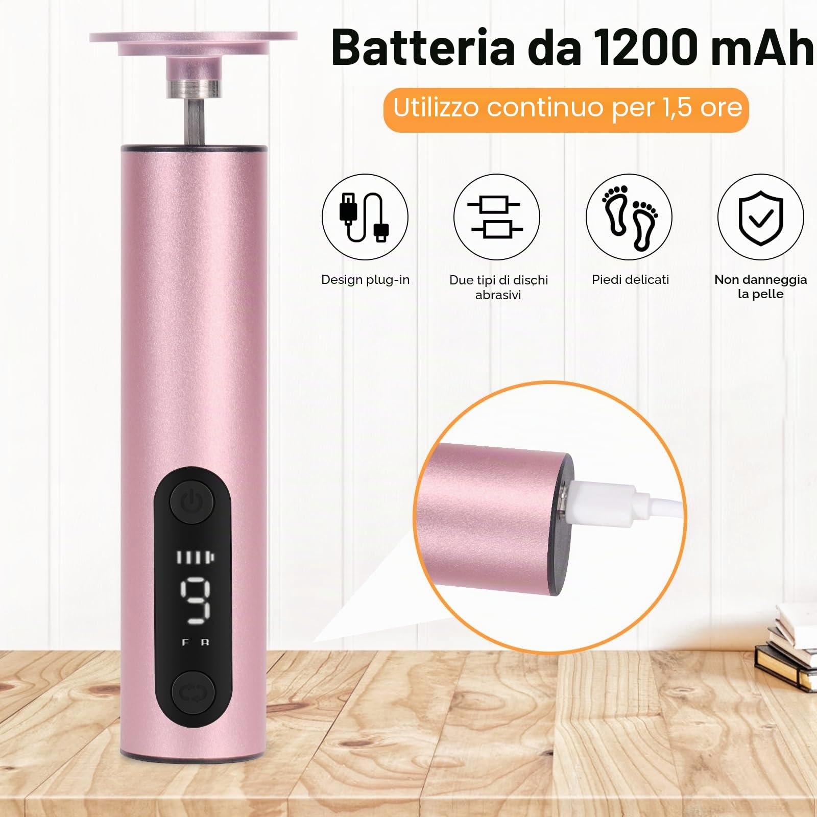 2 In 1 Pedicure Elettrico Professionale Piedi Con 9 Velocità Regolabili Schermo Digitale Calli Piedi Rimozione Lima Per Piedi E Talloni Include Due Testine Di Levigatura Sostituibili E Dischi Abrasivi