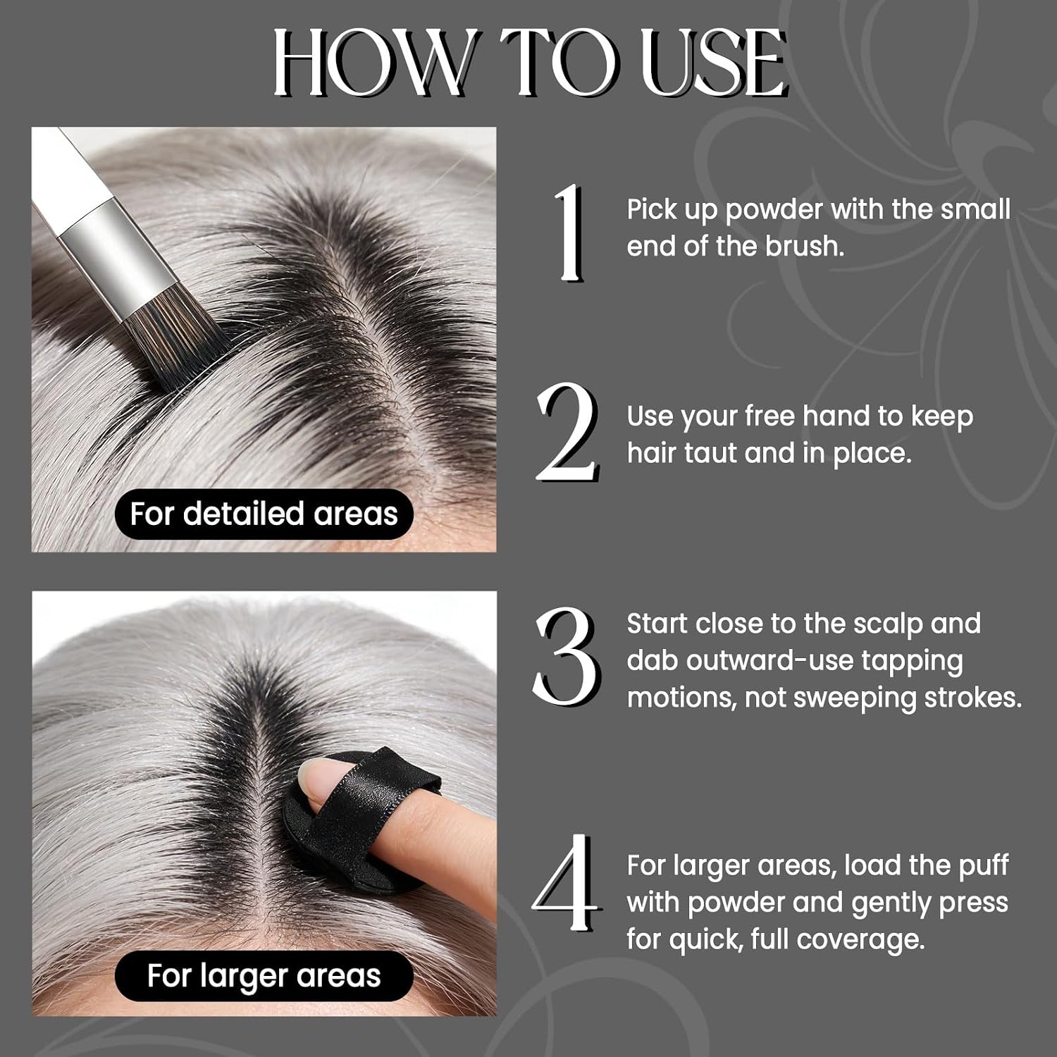Comdian Hairline Powder for Women and Men, 3 Color Root Touch Up Hair Color Powder for Gray Coverage, Thinning Hair and Bald Spot, Black