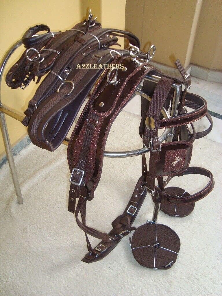 Brown Synthetic patent Nylon Driving harness With Designer patch work on all In 4 Size