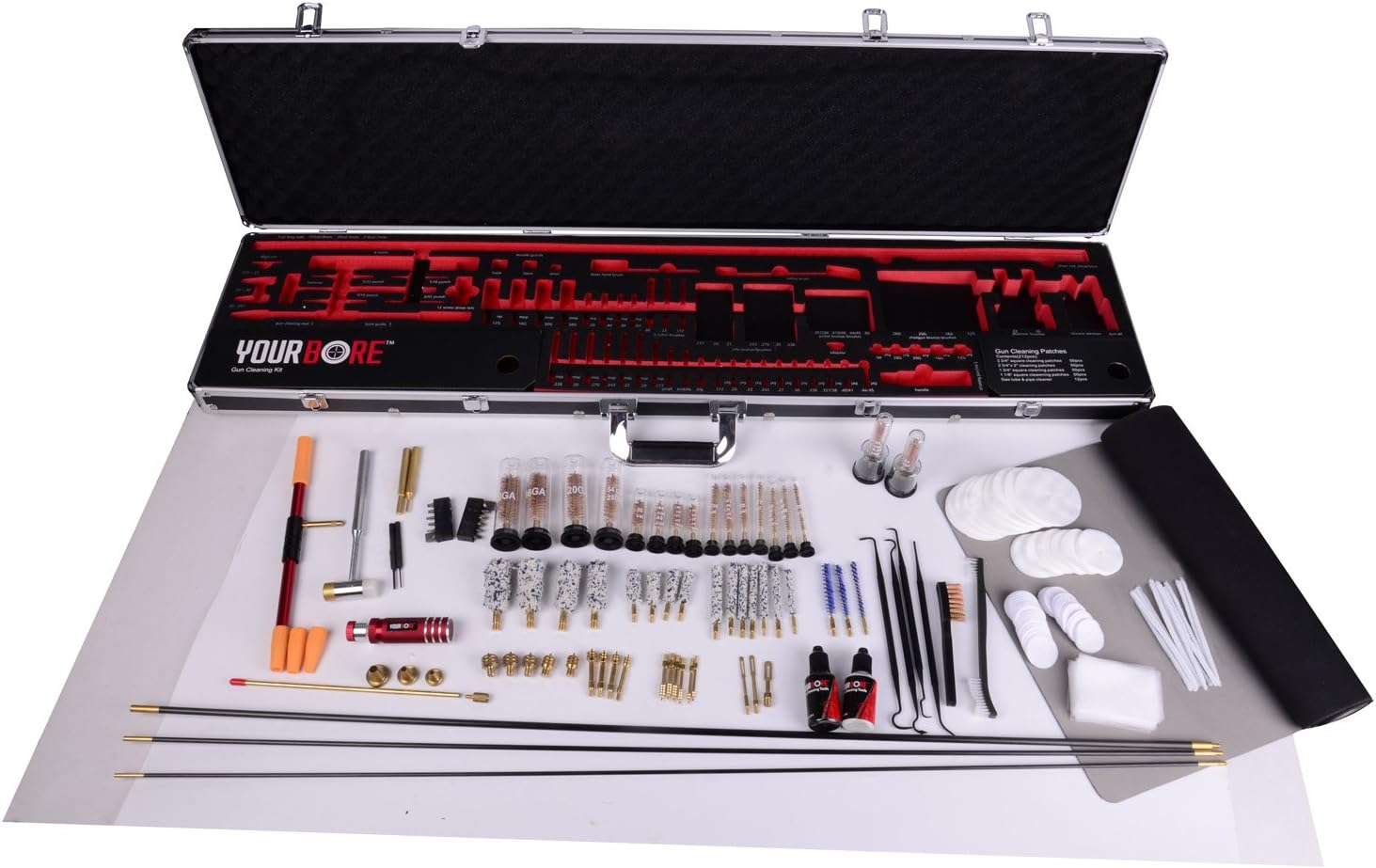 Universal Deluxe Gun Cleaning Kit with 100 pcs for All Kinds of Calibers for Rifle Airgun Shotgun Pistol