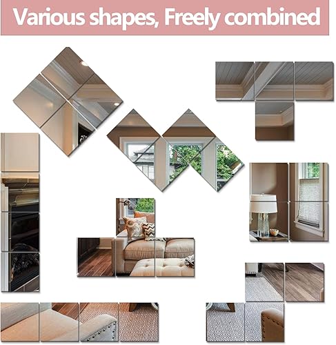 Miniatura 2 de Espejo de pared irrompible de longitud completa, espejo de puerta, paquete de 4 unidades de 14 x 14 pulgadas, espejos largos de plexiglás