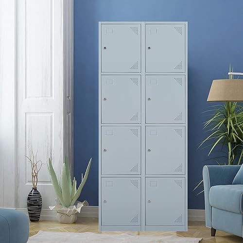 Vista 167 de Taquillas de metal para empleados, armario de almacenamiento de acero con 5 puertas para el hogar, oficina, escuela, gimnasio (blanco)