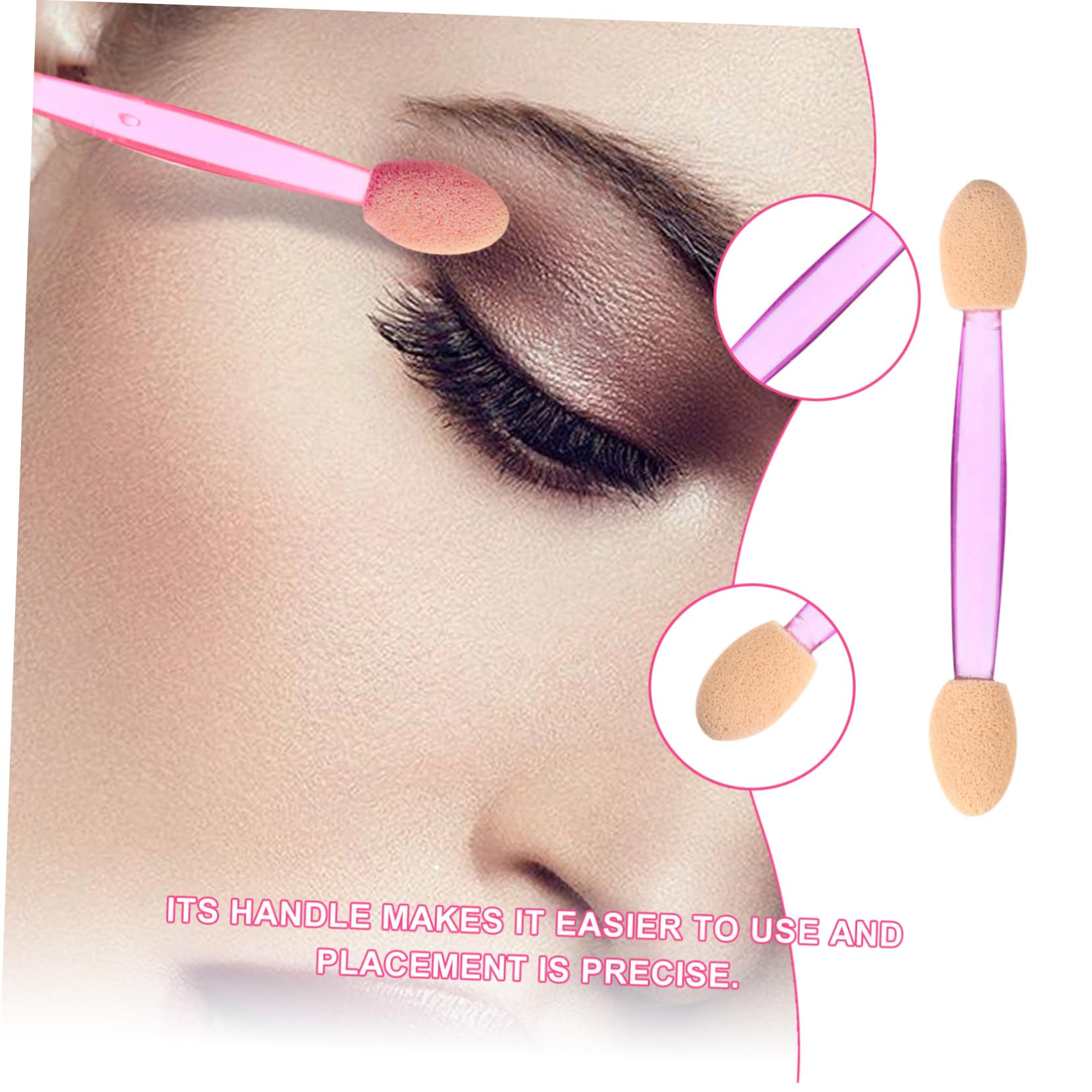 FOMIYES 100pcs Dual Sides Eyeshadow Makeup Brushes Set Non-latex Sponge Applicators Double Head Eye Shadow Brush for Travel and Daily Use