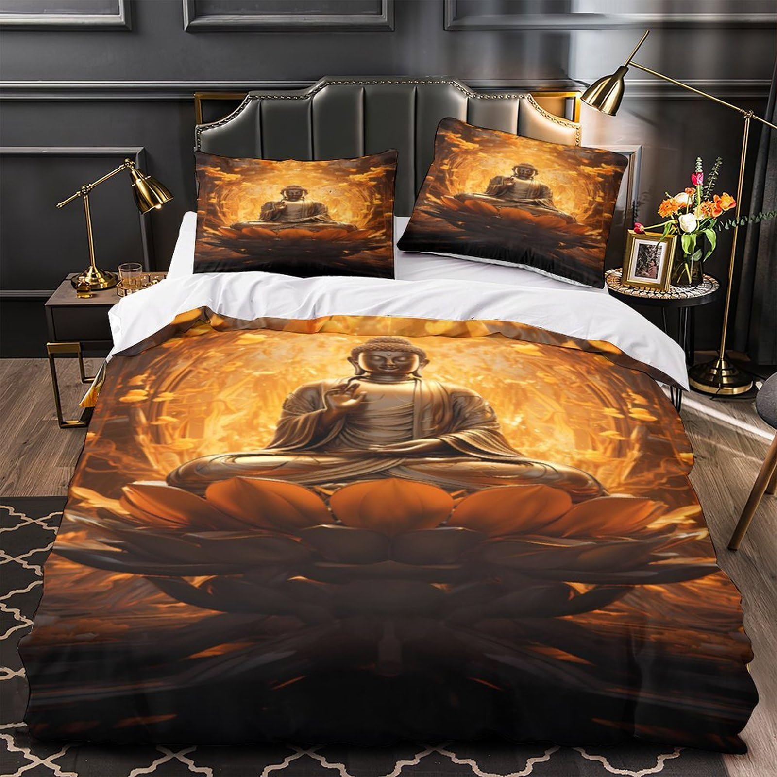 Housse de couette Bouddha 135x200 microfftbre pour lit simple