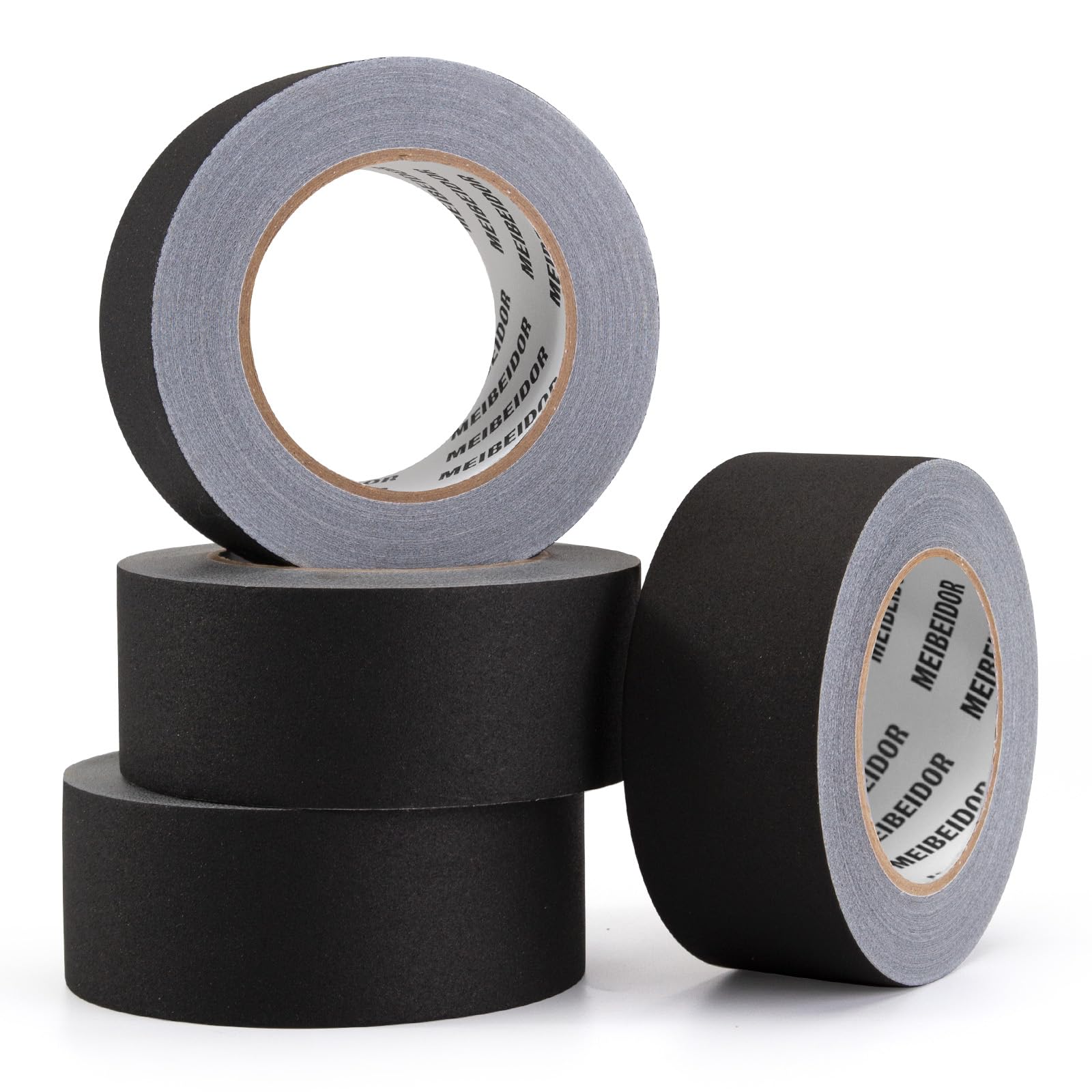 Meibeidor Gaffers Tape 4 Pack, Black Gaff Tape 2 Inches x 30 Yards Heavy Duty, Matte Gaff Stage Non-Reflective No Residue Waterproof, Gaffing Gaf for