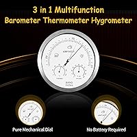 Vista 2 de Estación meteorológica de esfera de 5.2 pulgadas de diámetro, estación meteorológica 3 en 1, barómetro combinado, termómetro e higrómetro, barómetro