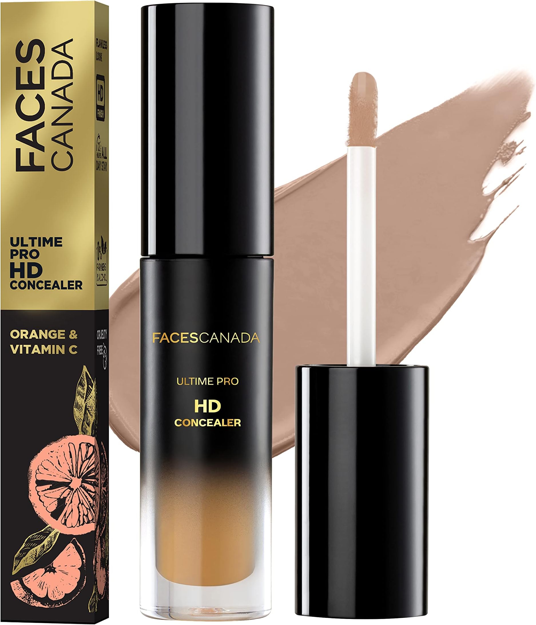 FACESCANADA Ultime Pro HD Medium Coverage All Skin Type Liquid Concealer - Caramel Crunch 03, 3.8ml | Natural Matte Finish | 12HR Long Stay | Blemishes | Blends Easily | Orange & Vitamin C Enriched