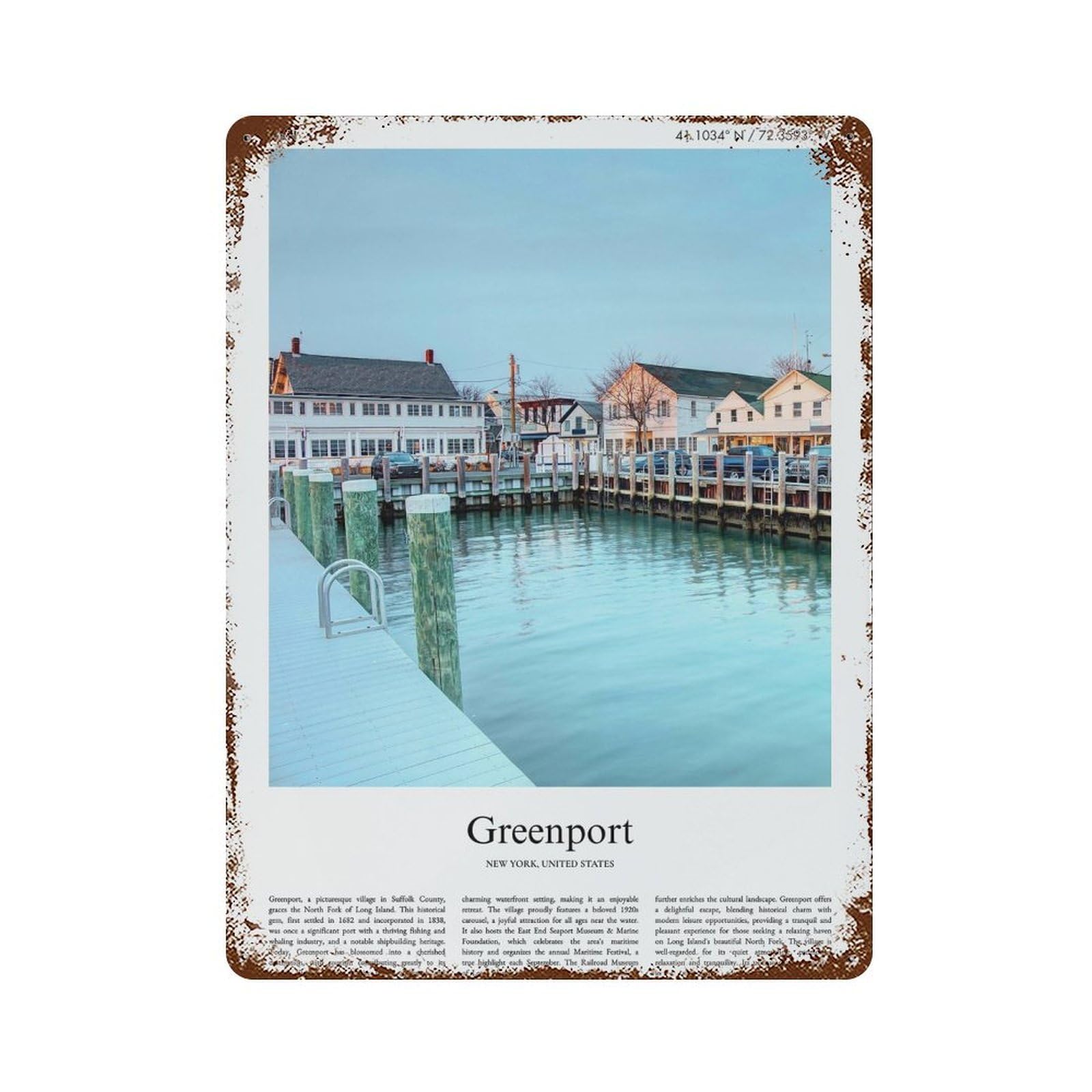 xiaoxiaoshen Greenport New York, United States, USA City Scenery Wall Decor Art Metal Tin Poster Modern Home Decor Art Home Bar Shop Decorations Vintage Sign 40x30cm