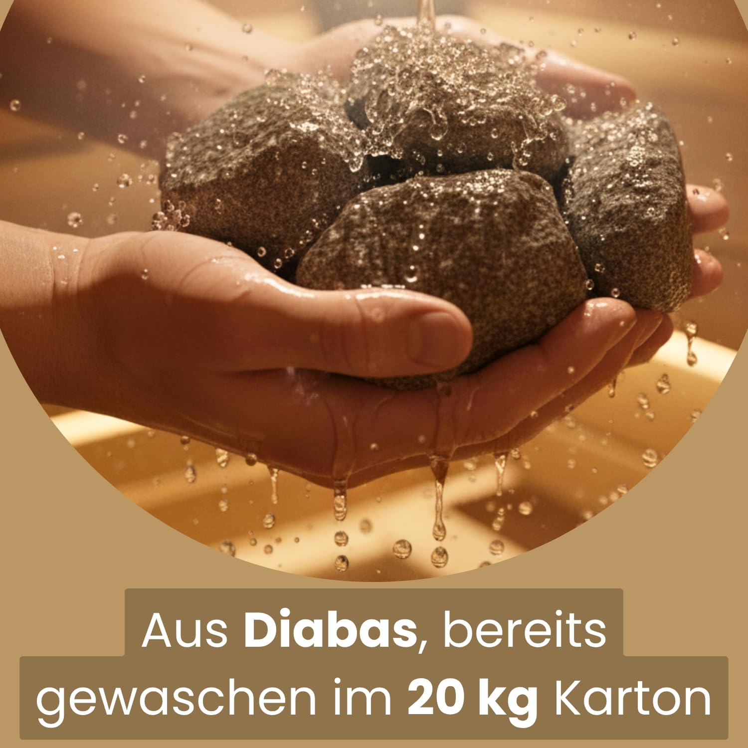 Tylö Saunasteine Diabas gewaschen 20 kg - Original Markenqualität Made in Sweden - Körnung 50-120 mm - Ca. 60 Natur-Saunasteine - Staubfrei für Saunaöfen