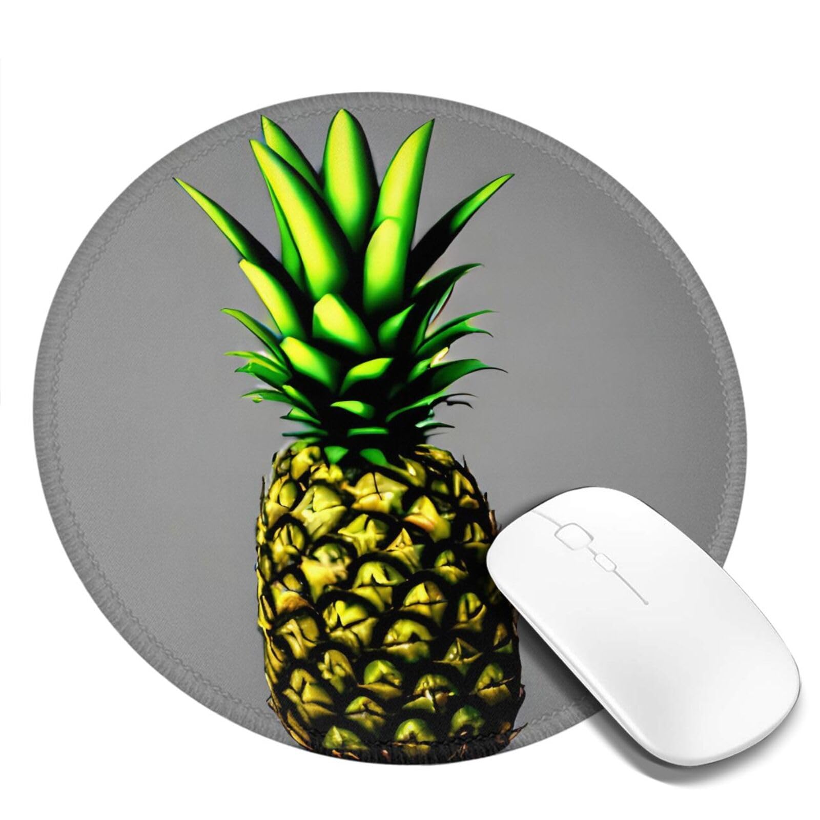 Tappetino Per Mouse Rotondo Con Ananas Tropicale – 19x20 Cm – Base In Gomma Antiscivolo E Bordi Cuciti – Per Ufficio, Gioco E Laptop - 3