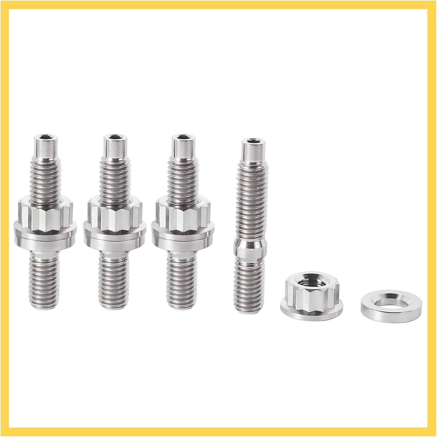 Exhaust Manifold Bolt M8/M10 Intake Or Exhaust Kit Pipe Titanium Screw With Nut Washer For Cars Motorcycles(6pcs Titanium,PITCH 1.25MM_M10X45MM)