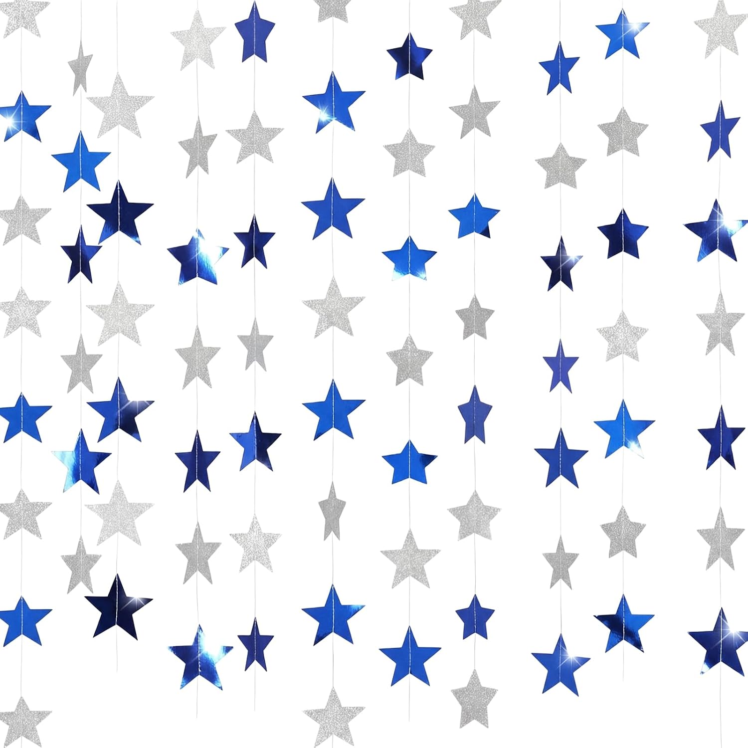Spakon 65 Feet Glitter Star Paper Garland Banner Hanging Decoration Star Streamers Double Side 2026 Graduation Decorations for Wedding Birthday Festival New Year Party Decoration (Gold)