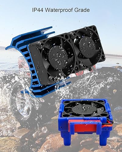 Miniatura 4 de VXL-3s ESC - Juego de ventilador de refrigeración y motor para 110 Traxxas Slash 4 × 4 VXL Rustler 4X4 Stampede 4X4 Hoss 4 × 4 Velineon VXL-3s, azul