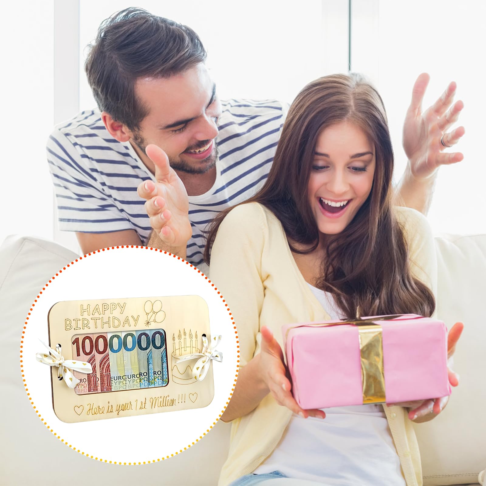 Carte Cadeau Argent En Bois - Support Pour Billets, Personnalisable, Idéal Anniversaire, Mariage, Fête Des Mères - 12