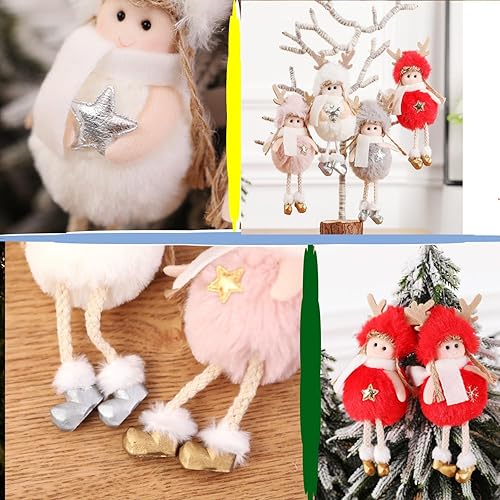 Miniatura 2 de FZBNSRKO 6 adornos de ángel de peluche de Navidad, encantadores colgantes de muñeca de peluche, adorno de ángel para decoración de Navidad, Año