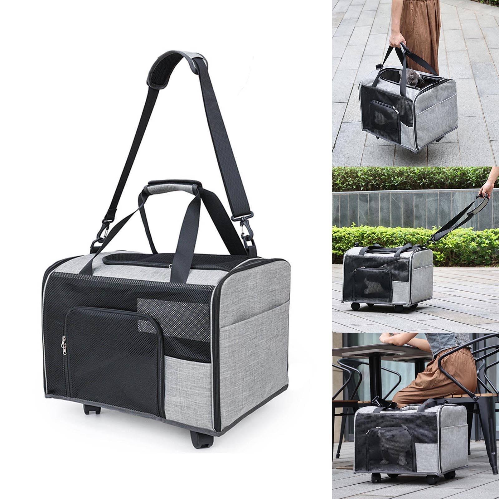 GRABAGECAN Pet Carriers Bag with Wheel Travel Bag for Cats Dog Practical Outdoor Camping Hiking Bag Cats Travel Case
