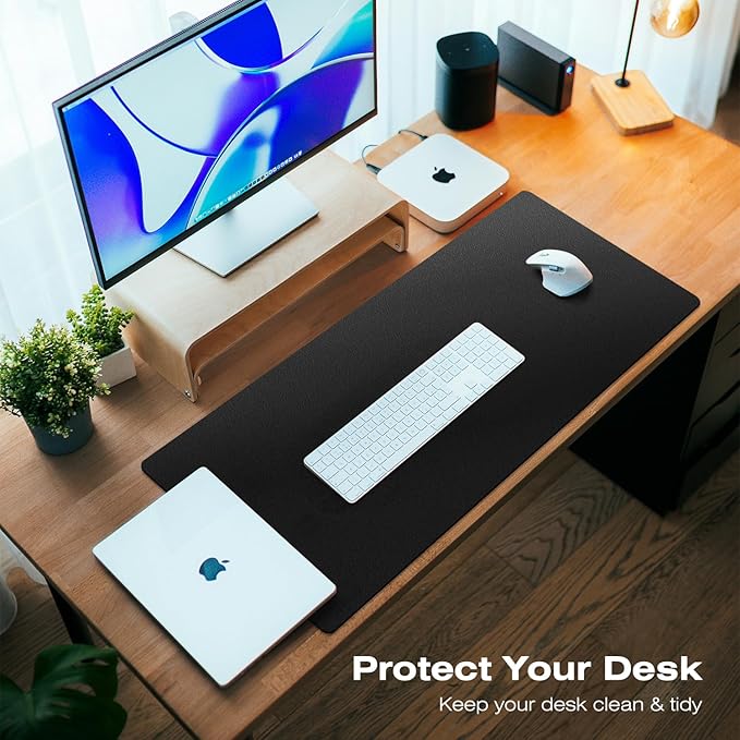 Monomi Alfombrilla de Escritorio Grande 47.2"x23.6" Cuero Negro miniatura 7