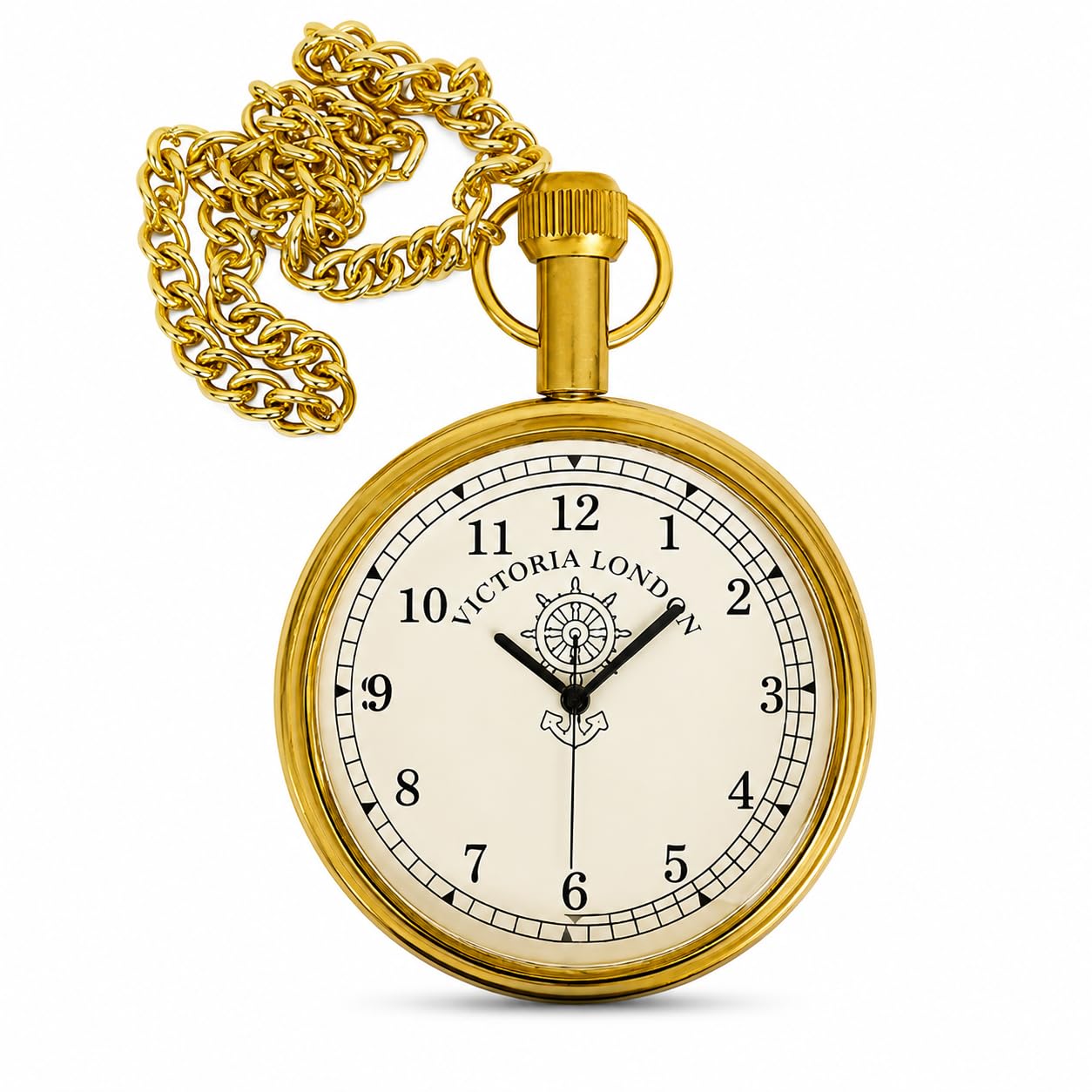Vintage Brass Pocket Watch with Chain for Men & Women | Antique Victorian Style Quartz Pocket Watch | Classic Retro Collectible Pendant Watch | Decorative Vintage Gift for Father's Day, Birthday & Collectors-image-14