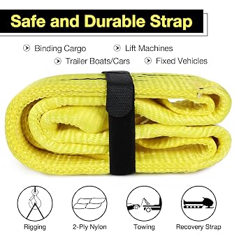 Heavy Duty Lift Sling, 3 x 6' 2-Ply Polyester Flat Eye Lift Sling Straps, Twist Eye, 17600lb