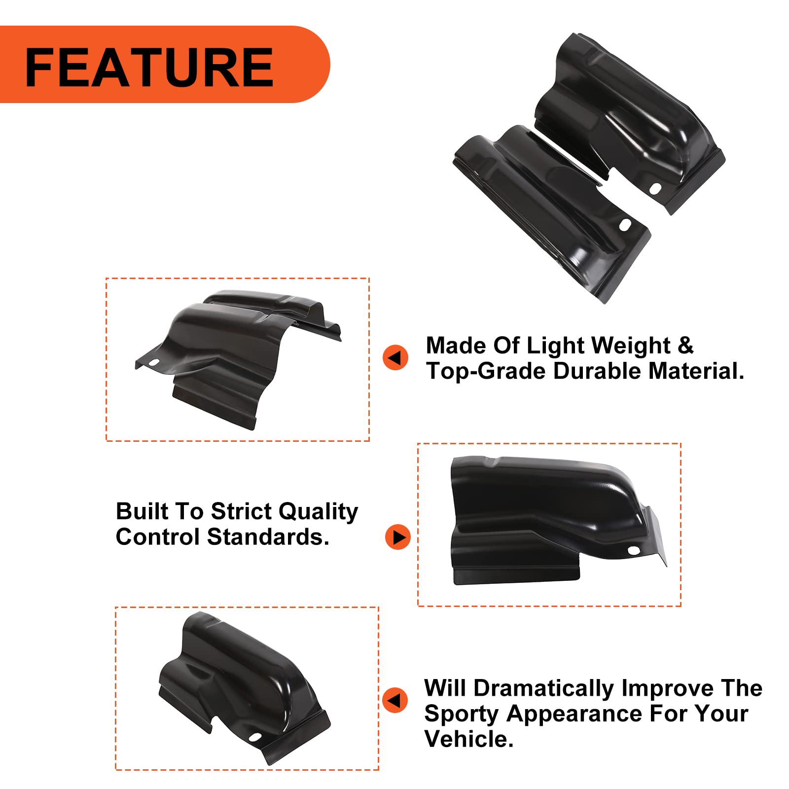 ECOTRIC Coins de cabine en acier compatibles avec Ford F150 2009-2014 à cabine double 4 portes, housses d'angle de cabine gauche et droite