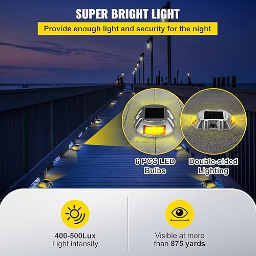 Vista 55 de Luces solares Happybuy para el camino de la entrada con tornillos, para exteriores, impermeables. 6 luces LED para ver el camino, jardín, pasarela