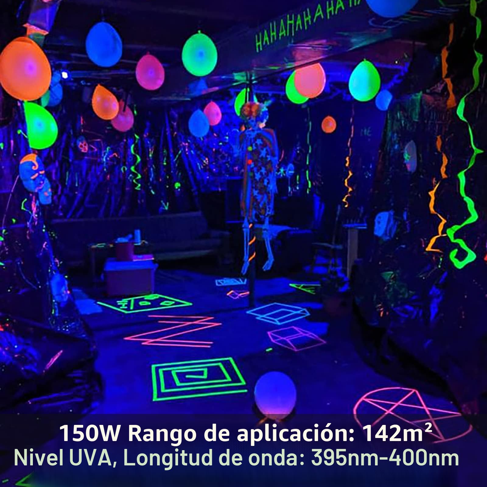 CREATESTAR Luz Negra Ultravioleta,2 Piezas 150W LED Luz Negra con Interruptor, 395-400nm Foco ultravioleta IP65 Impermeable Luces UV para GLOW Fiesta, Black light Party, Halloween, Pinta Corporal