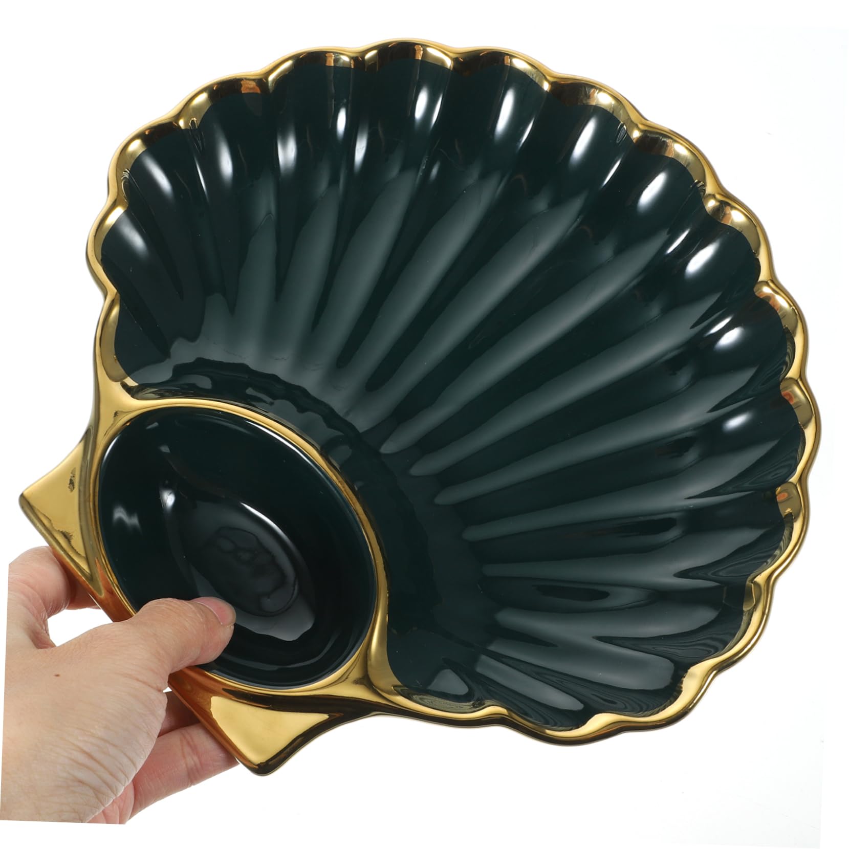 NAMOARLY 1pc Dumpling Plate Dumpling Bowl with Sauce Holder Dishes Food Serving Bowl Sauce Dish Bowls Food Cooling Plate Round Serving Platter Dip Bowl Sauce Divider Platter Ceramics Green