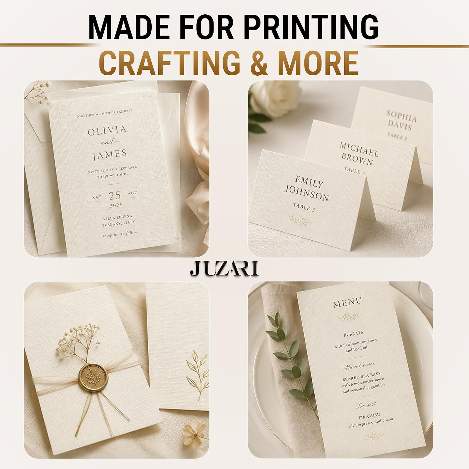 50 Sheets Ivory Linen Paper Textured Cardstock 8.5 x 11, 100 lb Card Stock Paper Letter Size Cardstock for Invitations, Greeting Cards, Card Making, Crafting, Die Cutting and DIY Projects