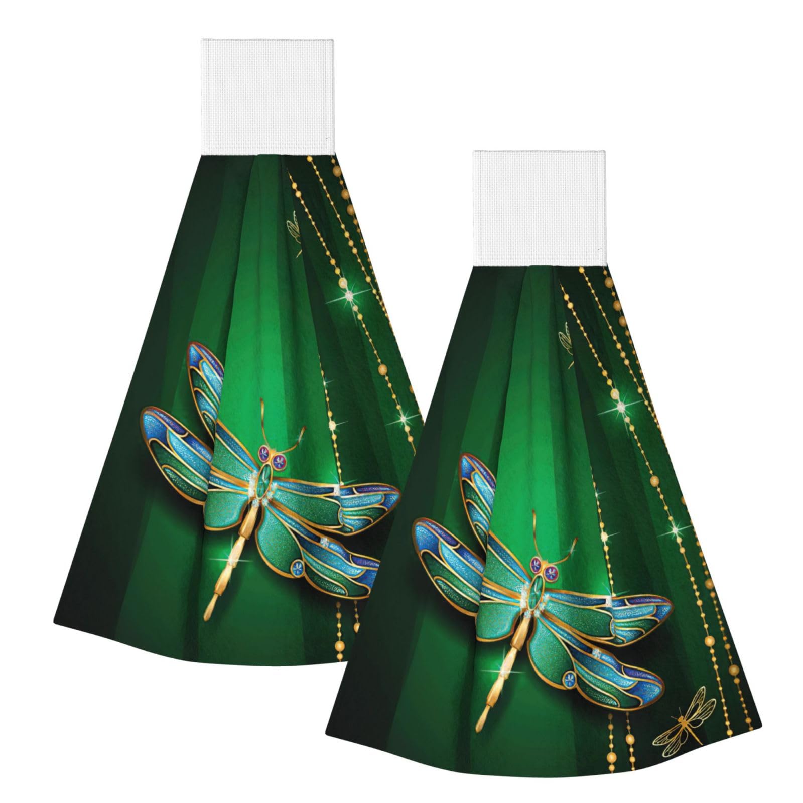 DUWAA Jewel Dragonfly Print Hanging Hand Towel Quick Dry Bathroom Towel Soft Kitchen Towel