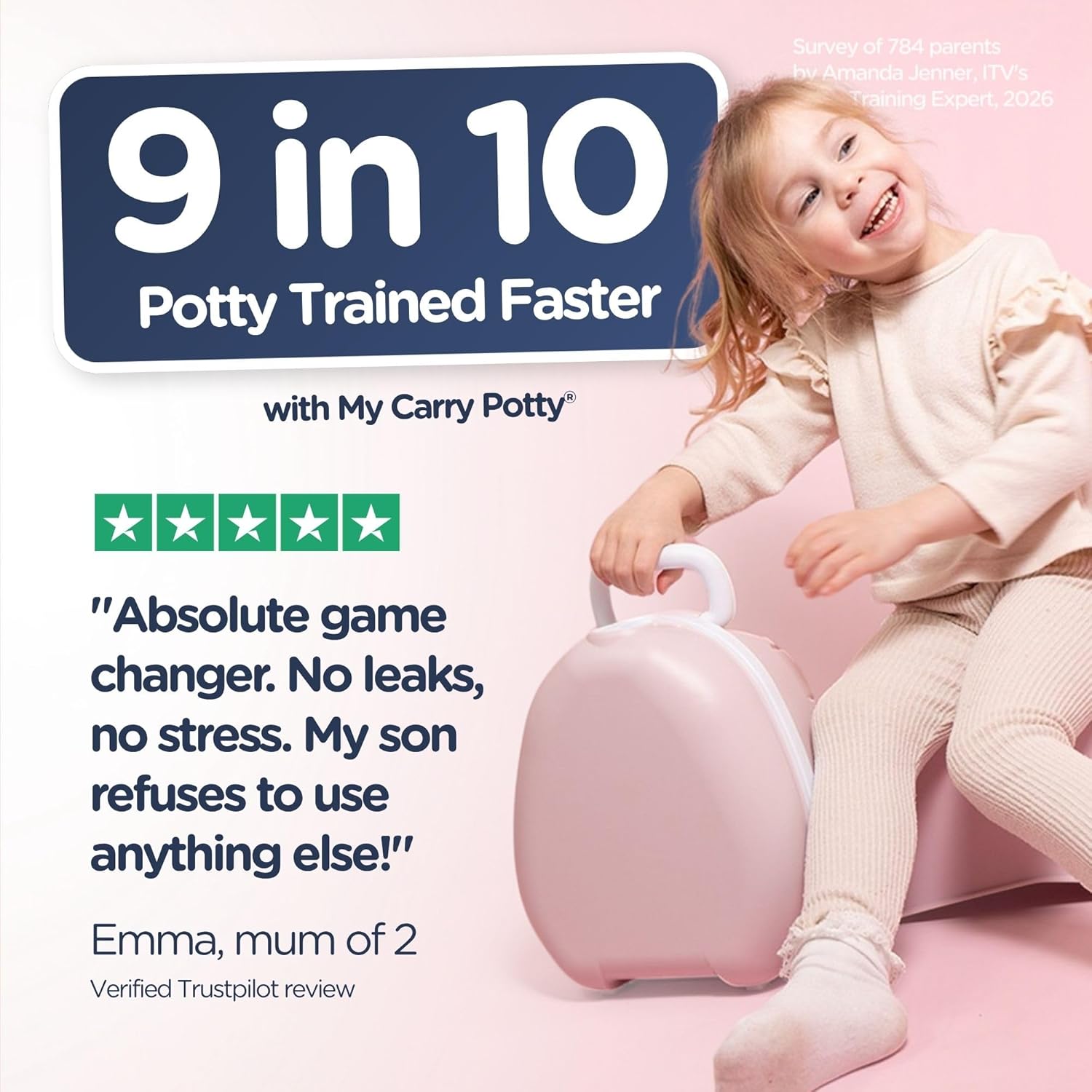 My Carry Potty - Blush Pink Travel Potty, Award-Winning Portable Toddler Toilet Seat for Kids to Take Everywhere