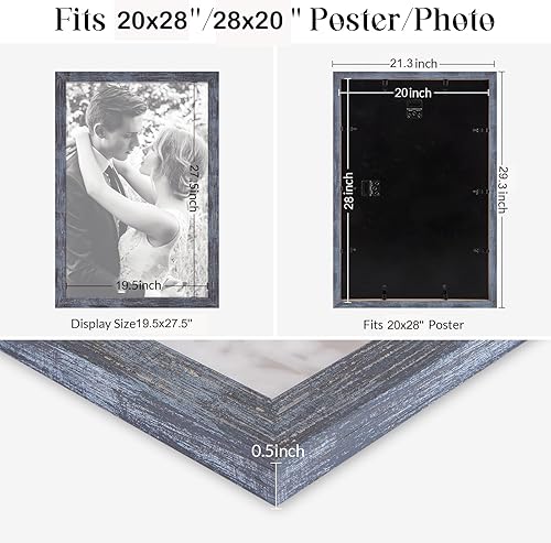 Vista 550 de Marco gris rústico de 18 x 24 pulgadas, marco para póster de 18 x 24 pulgadas, color gris envejecido, grande, retro, natural, 24 x 18 pulgadas