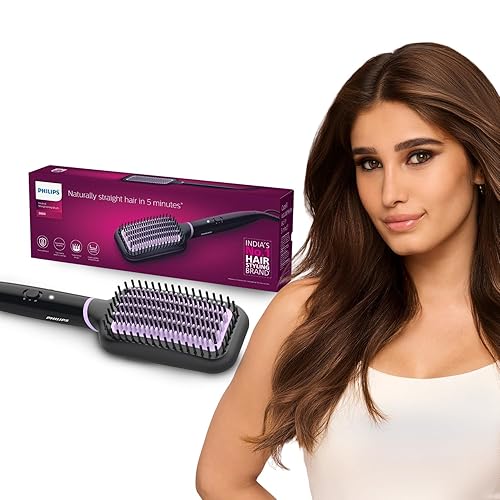 Philips BHH880/10 Hair Straightening Brush with Keratin Infused Bristles
