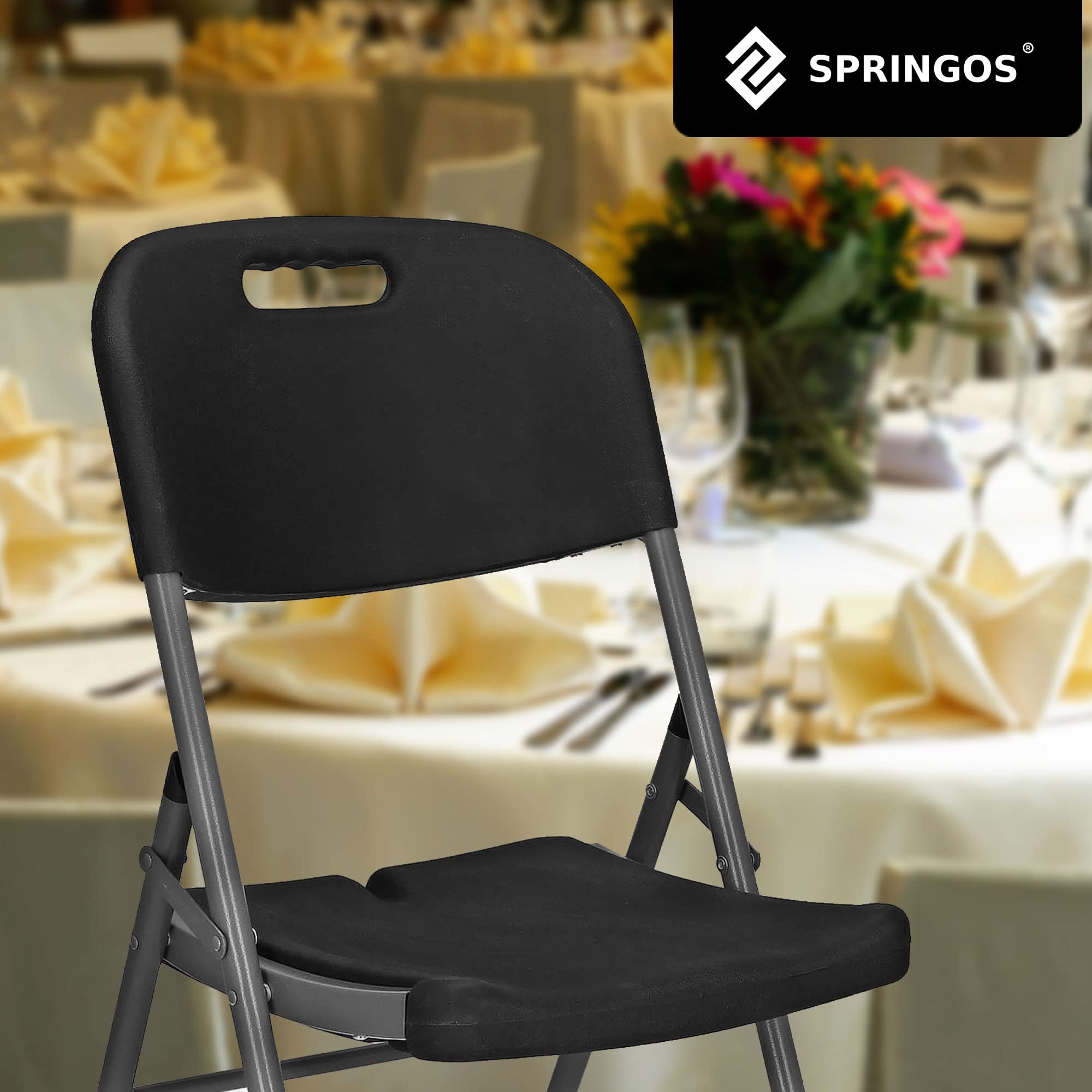 SPRINGOS Lot de 6 chaises pliantes en plastique pour banquet