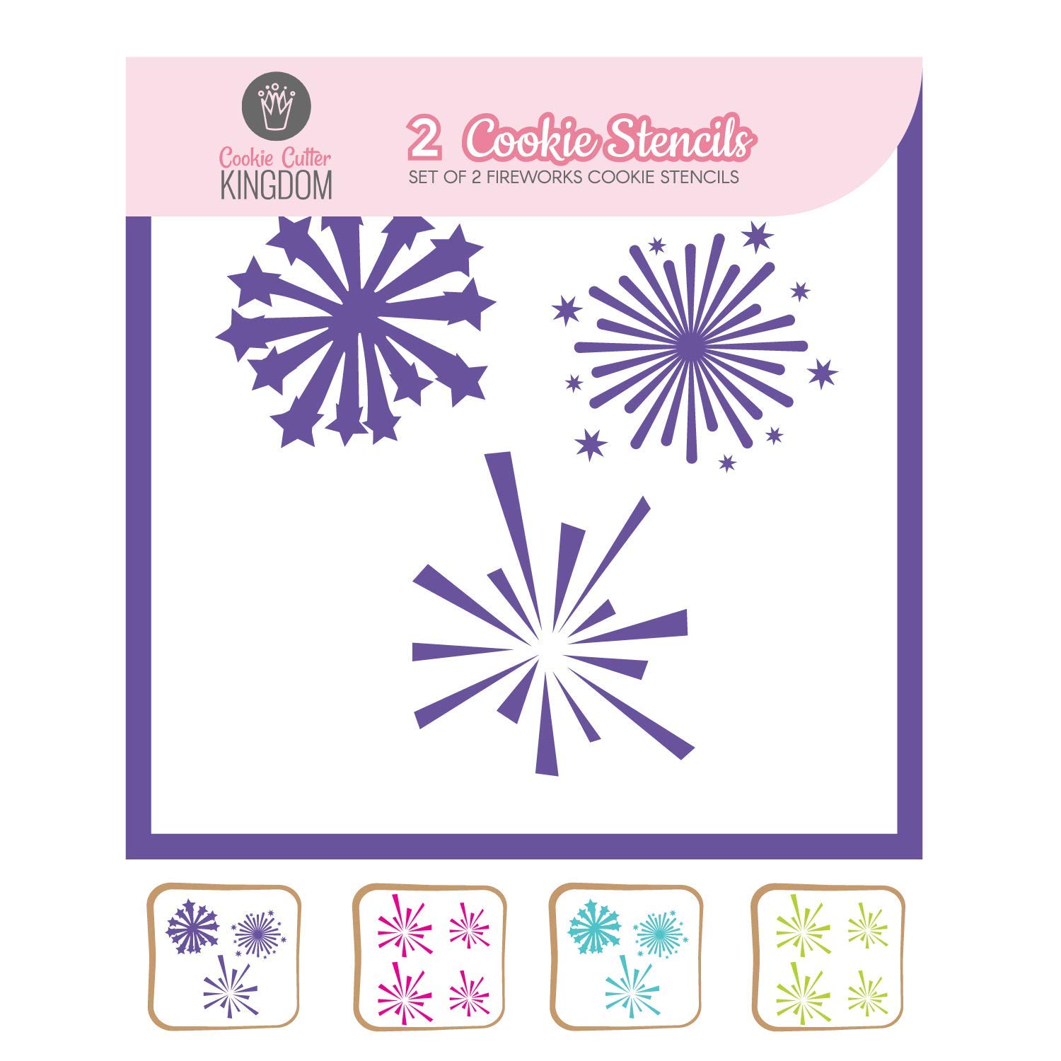 Buy Fireworks Cookie Stencil for Food Decorating. 2 Piece Cookie Cutter