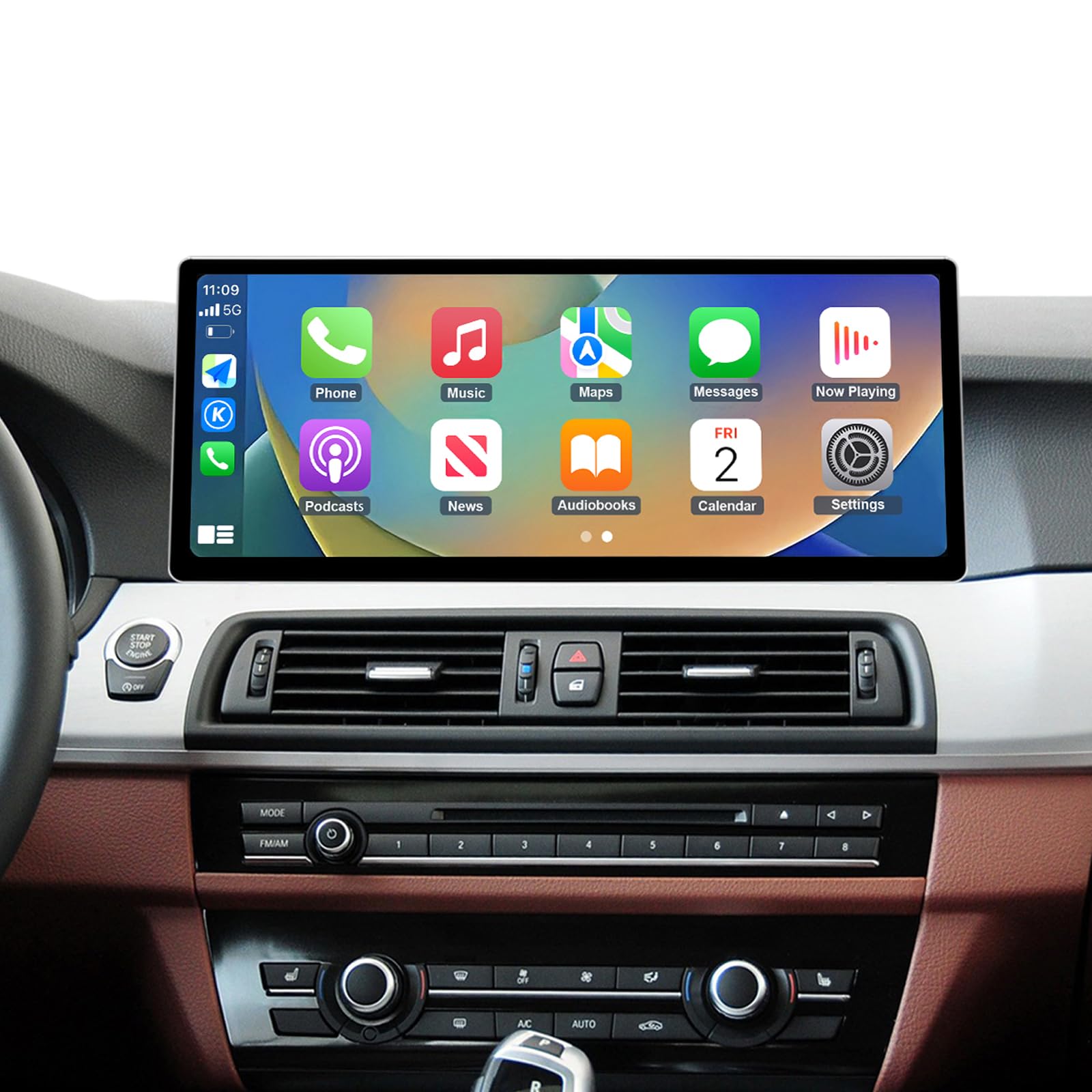 Radio para Coche de 12,3'' con Apple CarPlay, Android Auto, Mirrorlink y GPS para BMW Serie 5 F10/F11 (2010-2012) con Pantalla táctil CIC, navegación GPS y DSP Integrado