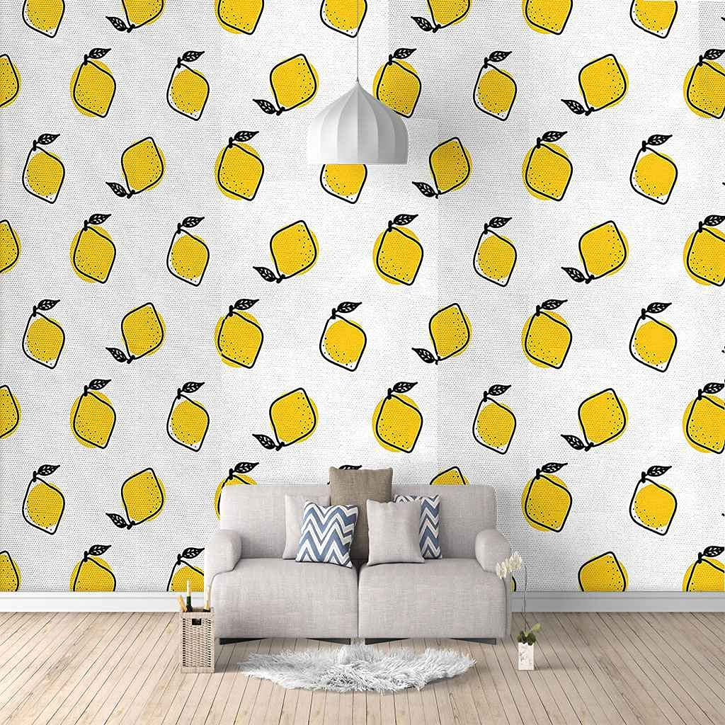Poster géant fruit jaune abstrait en toile auto-adhésive haut de gamme
