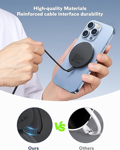 Miniatura 8 de Cargador inalámbrico magnético de carga rápida con imán fuerte almohadilla de carga para iPhone 171615141312 - Serie y AirPods Pro 4-2, puertos