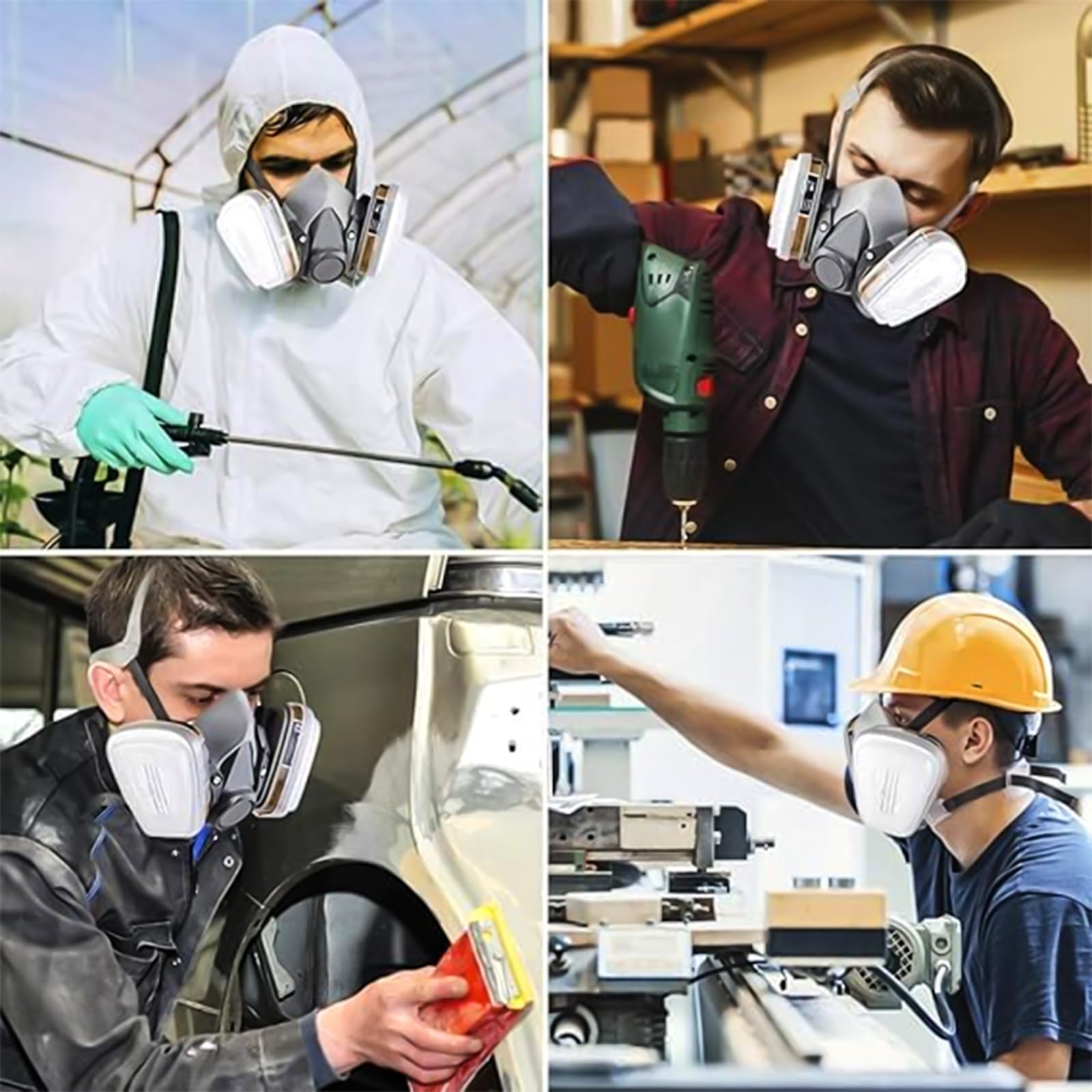 Faburo Respirador Mascarilla Pintura | Mascara de Proteccion Reutilizable para Proteger del Polvo, el Gas, la Pintura, los Vapores Orgánicos y Bricolaje y Herramientas, Gafas y Filtro de Carbon Activo