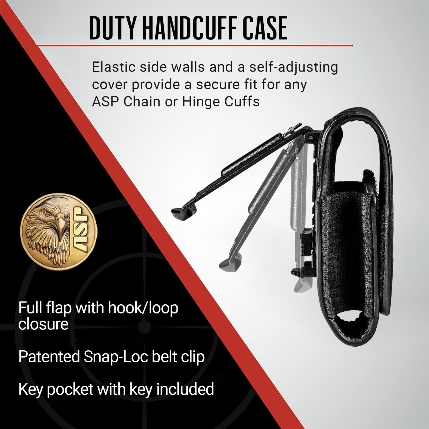 ASP Duty Handcuff Case, Chain/Hinge, Snap-Loc Clip, Basketweave