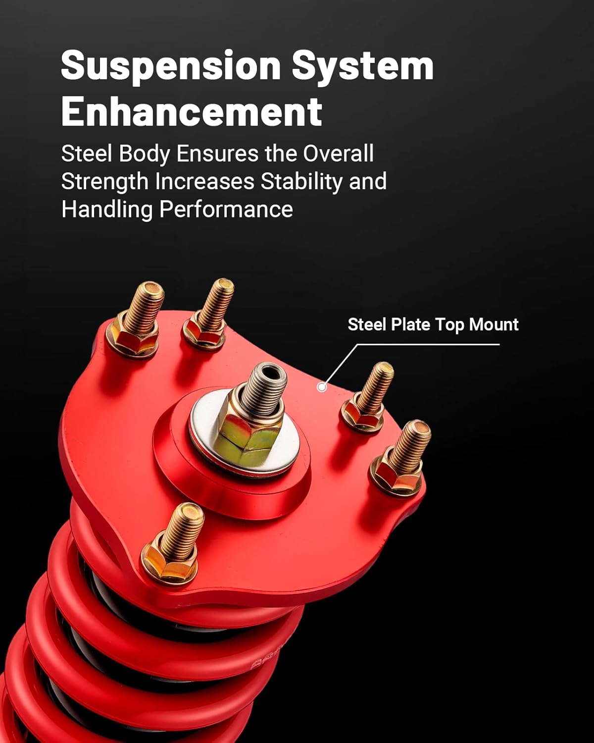 EVIL ENERGY Coilovers Compatible for Honda Prelude 1992-2001, Height Adjustable Lowering Kit, Twin-Tube Coilover Suspension Kit for Comfortable Ride, Red